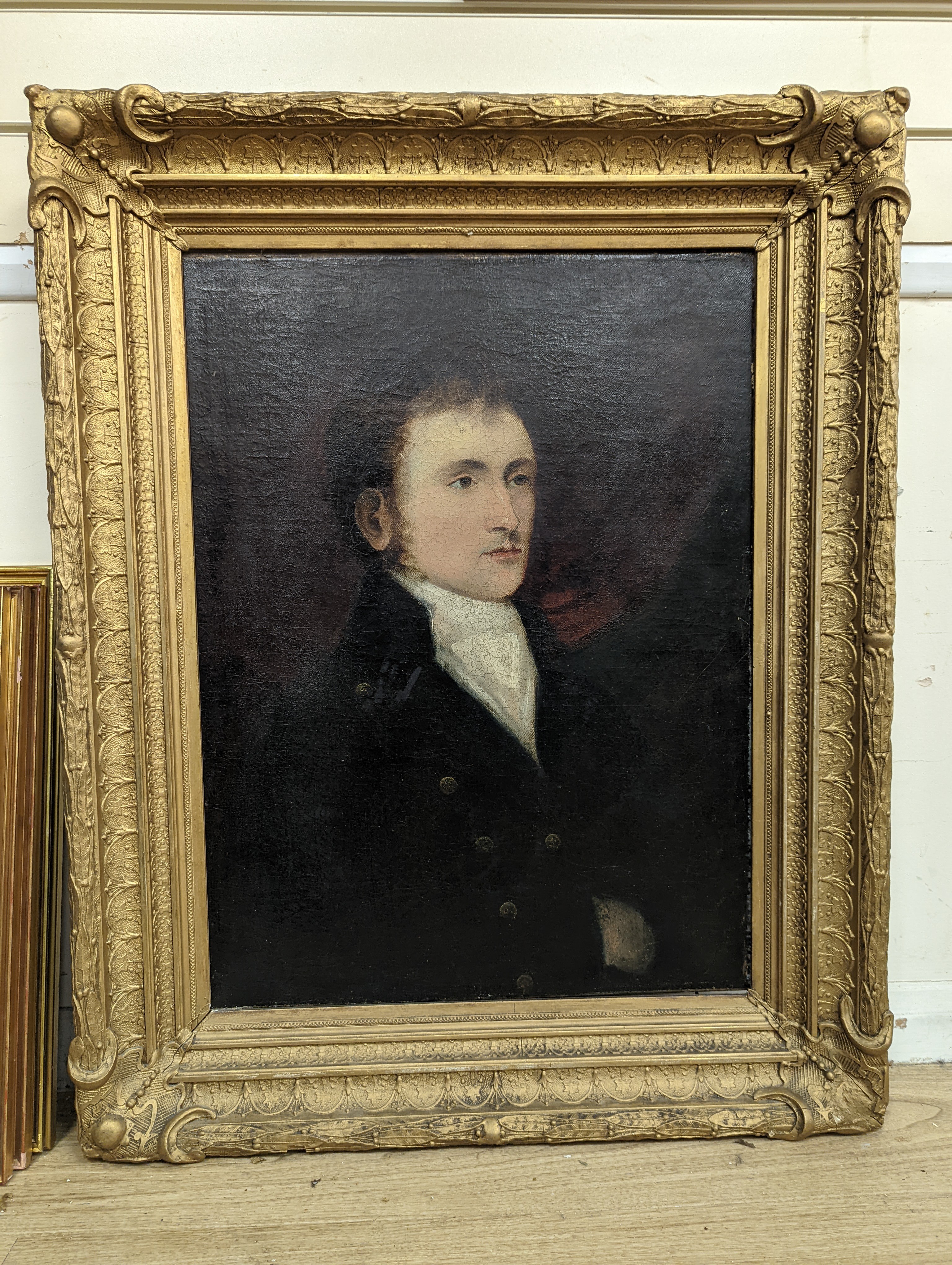 19th century English School, oil on canvas, Portrait of a gentleman, 68 x 50cm